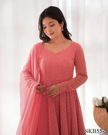 Sana Anarkali Light Rose