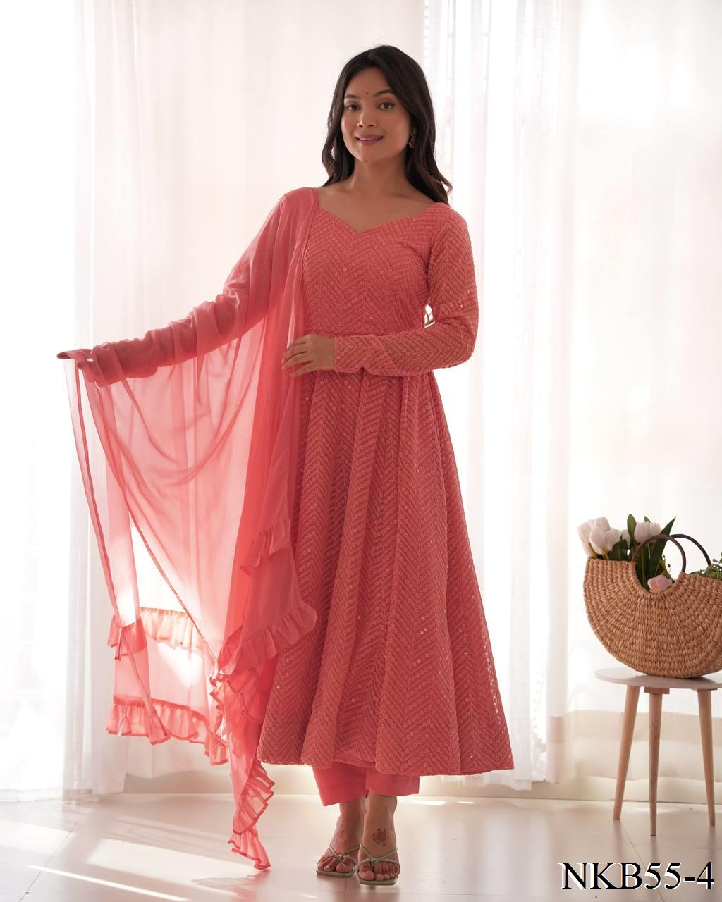 Sana Anarkali Light Rose