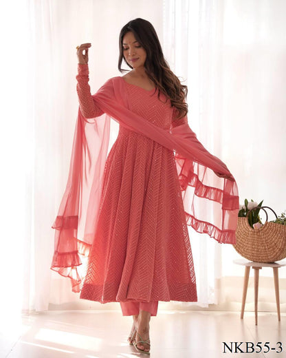 Sana Anarkali Light Rose