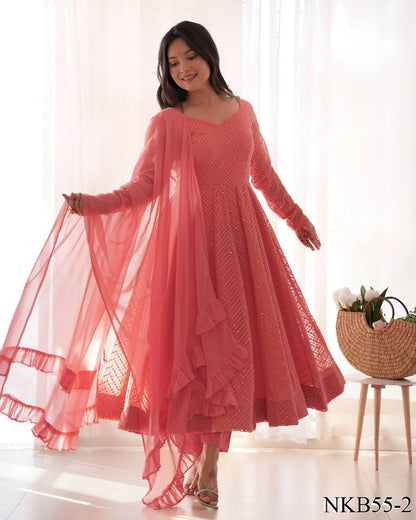 Sana Anarkali Light Rose