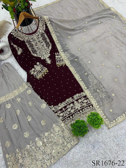 Azaan Gharara/Sharara Maroon