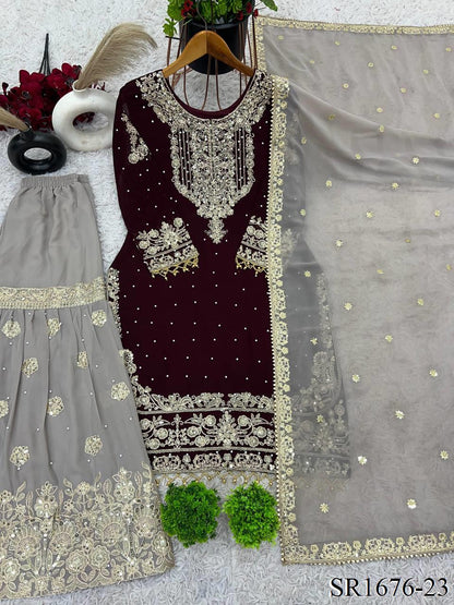 Azaan Gharara/Sharara Maroon