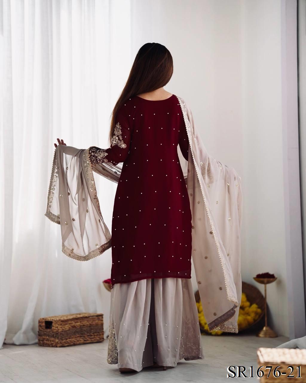 Azaan Gharara/Sharara Maroon