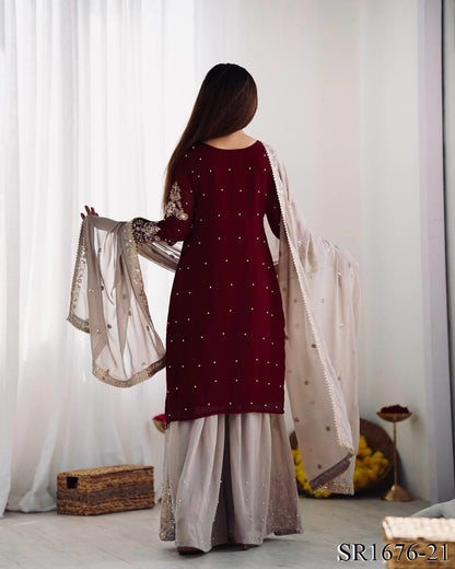 Azaan Gharara/Sharara Maroon