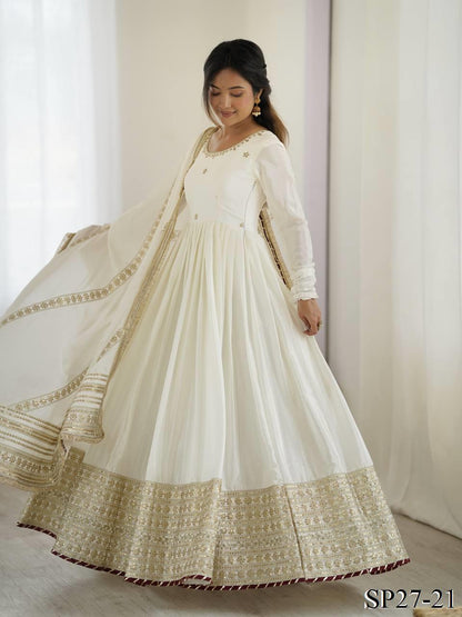 Zoya Anarkali White