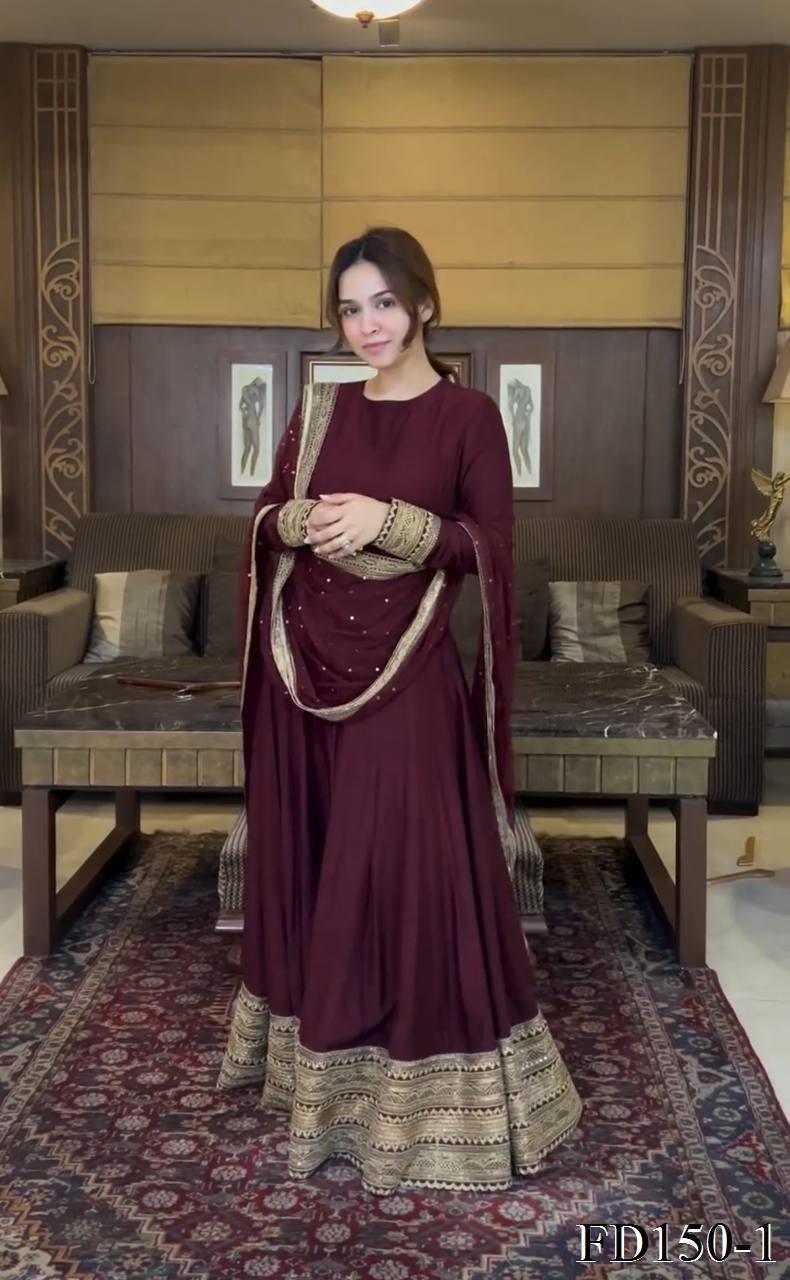 Sia Anarkali Maroon