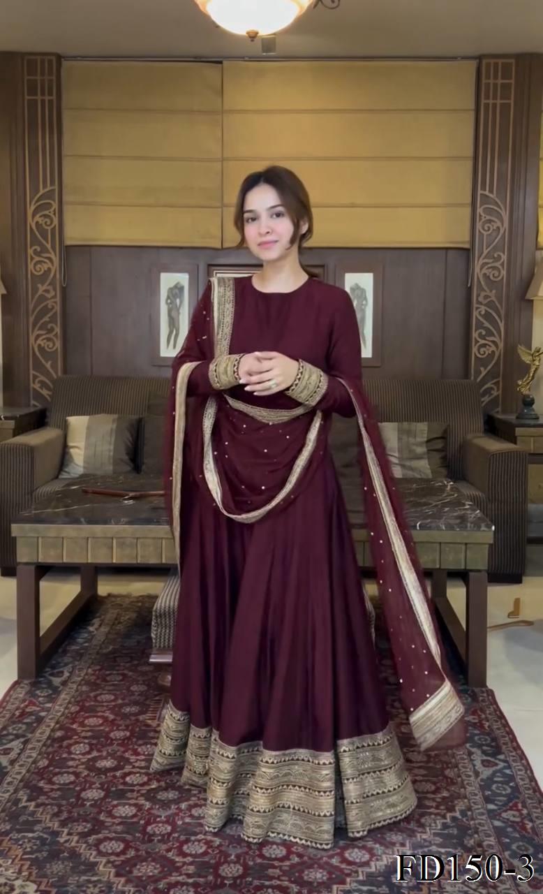 Sia Anarkali Maroon