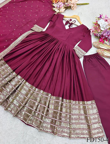 Sia Anarkali Maroon