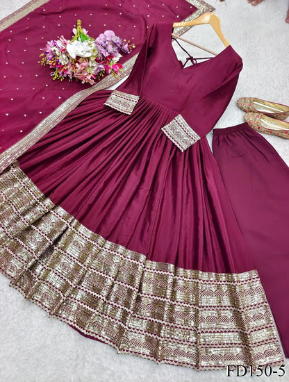 Sia Anarkali Maroon