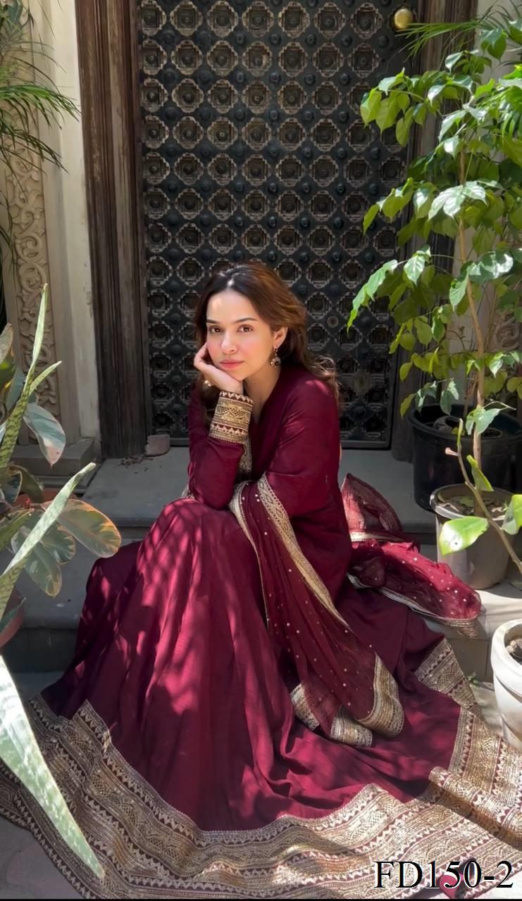 Sia Anarkali Maroon