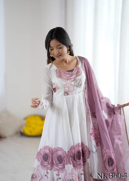Diya Anarkali White