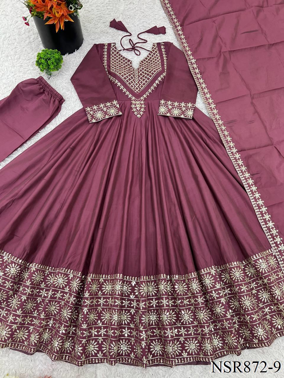 Riva Anarkali Maroon