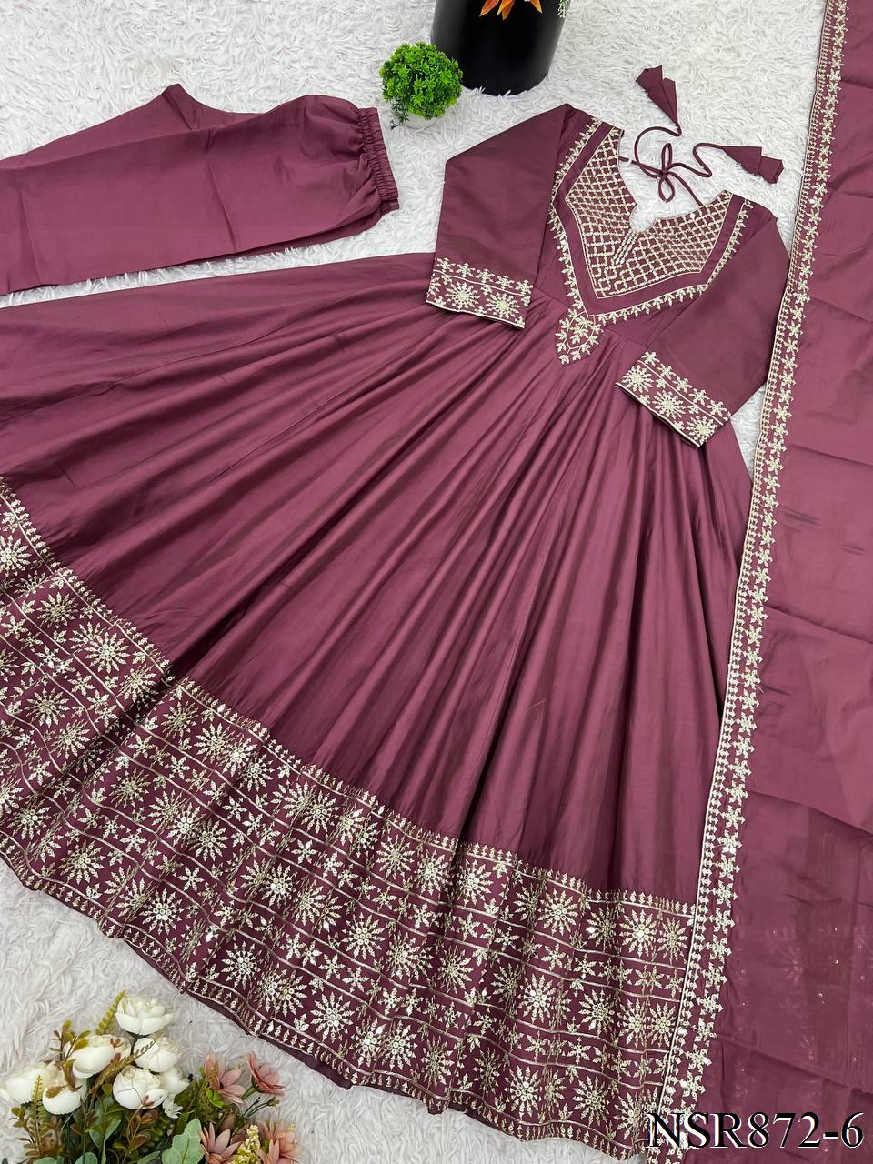Riva Anarkali Maroon
