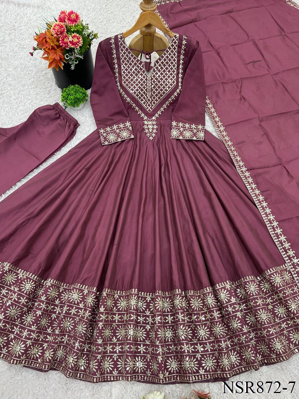 Riva Anarkali Maroon