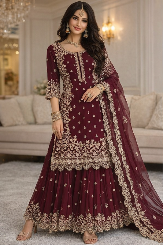 Husna Sharara Maroon