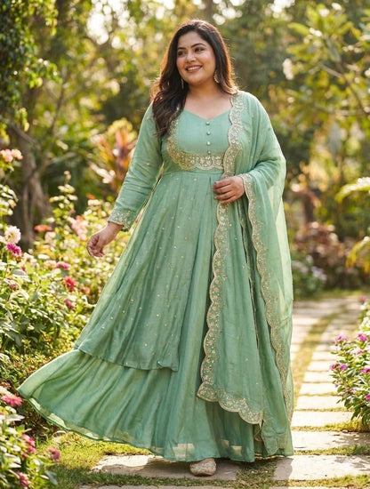 Vina Anarkali Mint Green