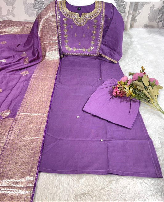 Zoya Kurti Set Lilac