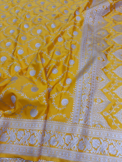 Banarasi Semi Silk Saree Yellow