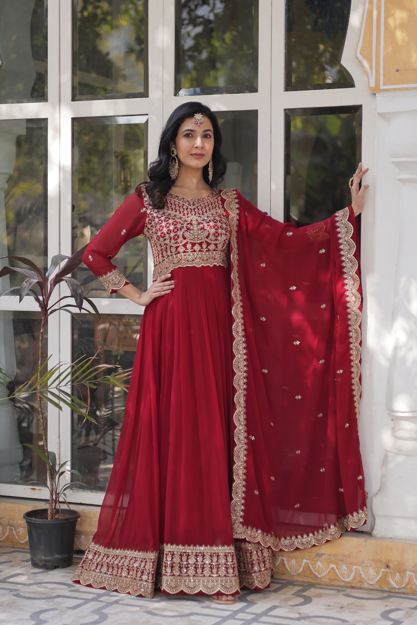 Aviya Anarkali Red