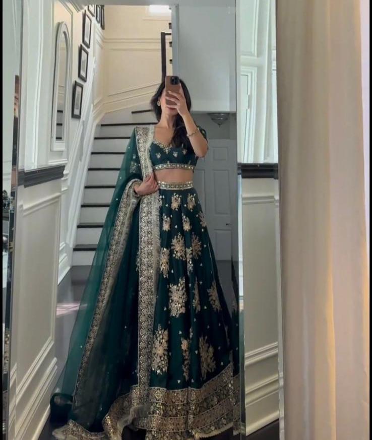 Unstitched Blue Lehenga