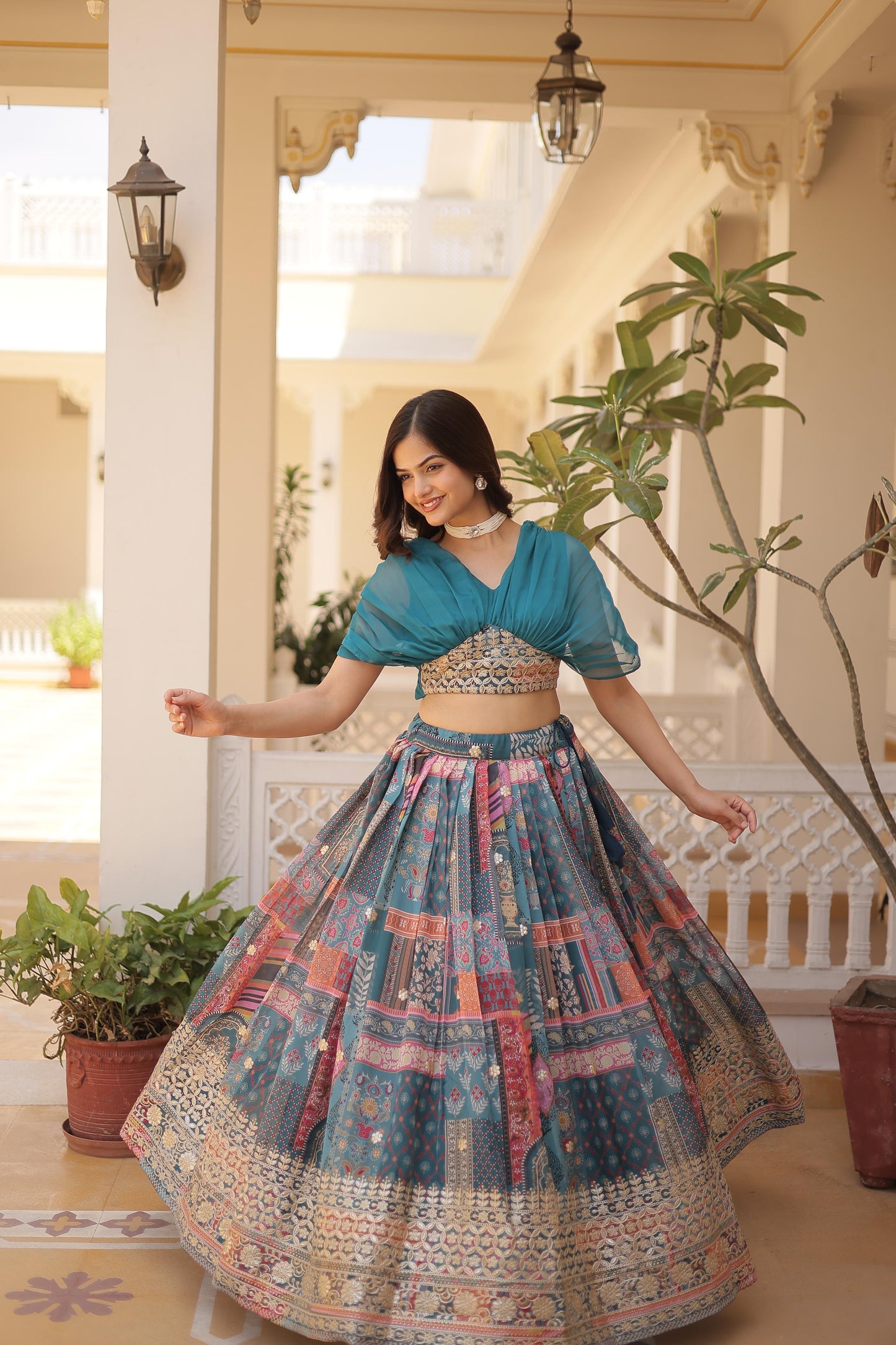 Blue Fully Stitched Lehenga