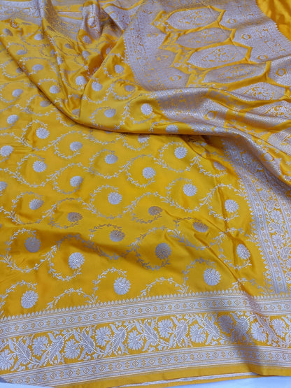 Banarasi Semi Silk Saree Yellow