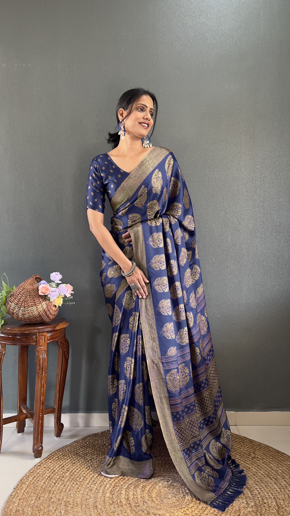 Pooja Ready To Wear Saree Blue