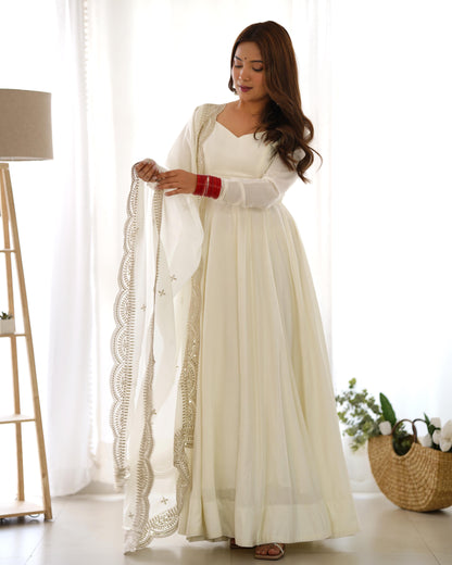 Elegant White Anarkali