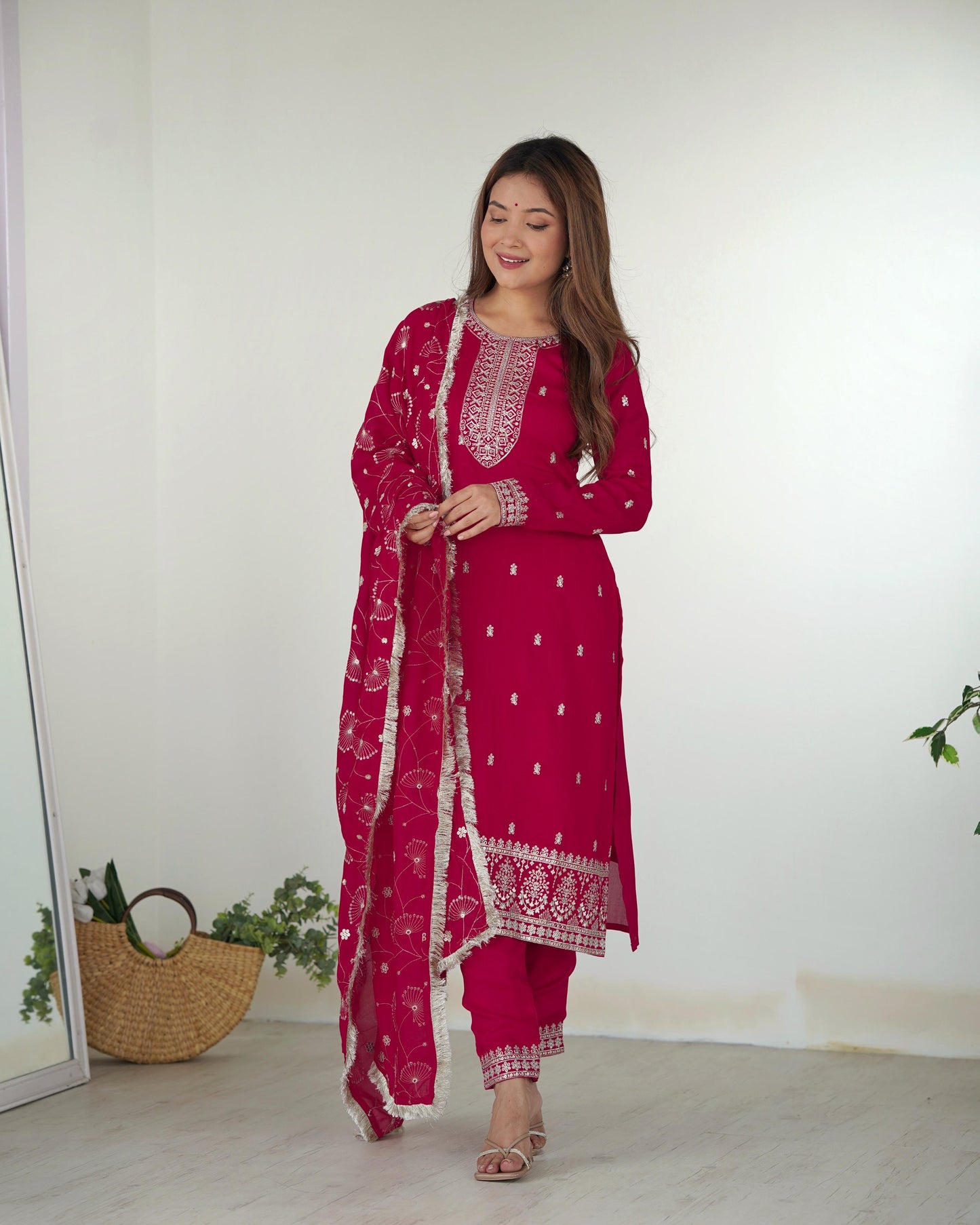 Cherry Colour Salwar