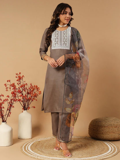 Divyam Kurti Set Grey