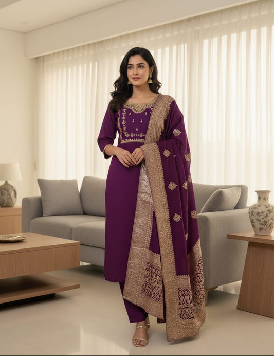 Zoya Kurti Set Purple