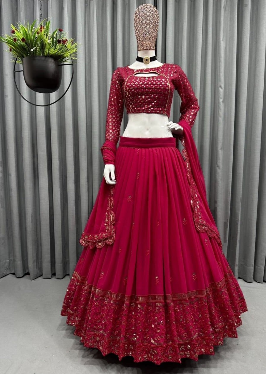 Unstitched Lehenga Pink